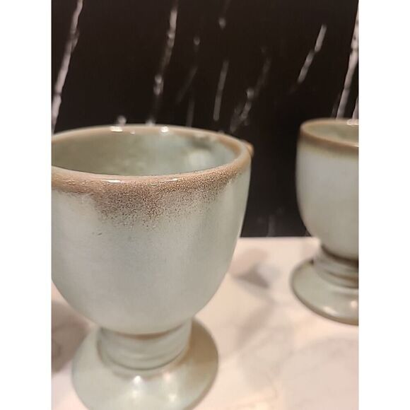 Frankoma Pottery Blue/Green Footed Coffee Tea Mug Set Of 4 MCM 4" x 3.25" EUC - Picture 13 of 14